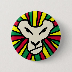 Badge Rond 5 Cm Lion Rastafari Mane de couleur