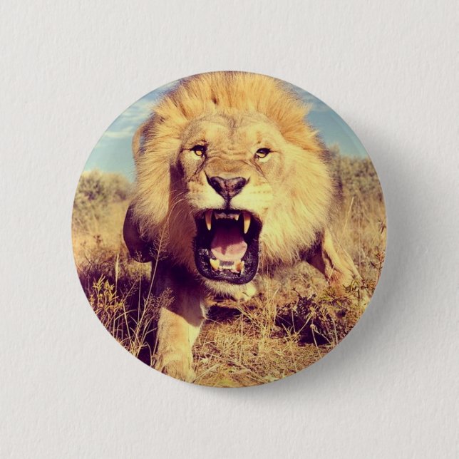Badge Rond 5 Cm Lion sauvage (Devant)