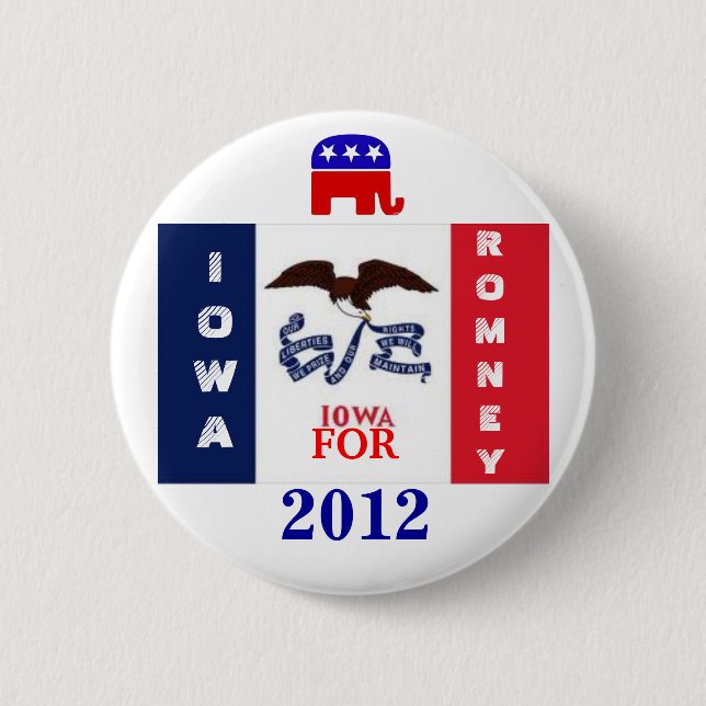 Badge Rond 5 Cm L'Iowa pour Romney 2012 (Devant)