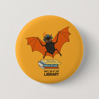 Badge Rond 5 Cm Lire Chauve-Souris | Bibliothécaire fantaisiste av