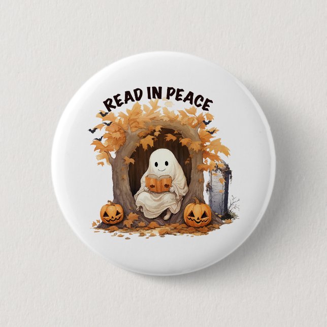 Badge Rond 5 Cm Lire en paix fantôme Boo (Devant)