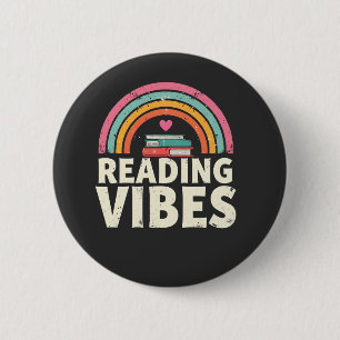 Badge Rond 5 Cm Lire Vibes Retro Arc-en-ciel Vintage Livres Amateu