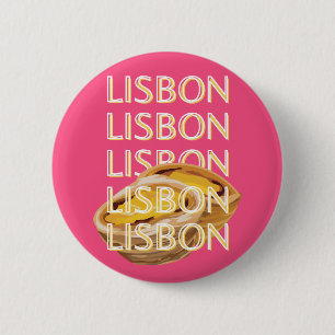 Badge Rond 5 Cm Lisbonne Travel Art, Rose, Portugal Travel Art