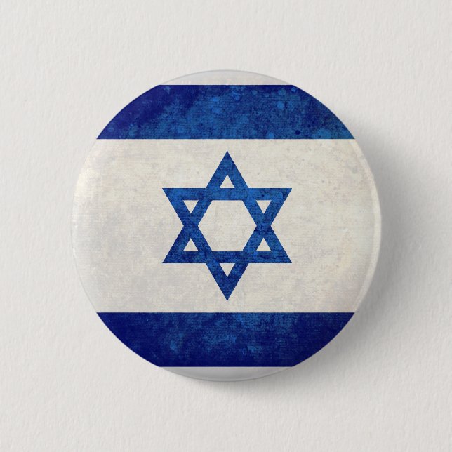 Badge Rond 5 Cm L'Israël ; Drapeau israélien (Devant)