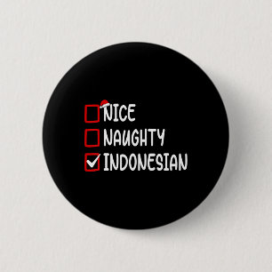 Badge Rond 5 Cm Liste de vérification de Noël Nice Naughty Indones