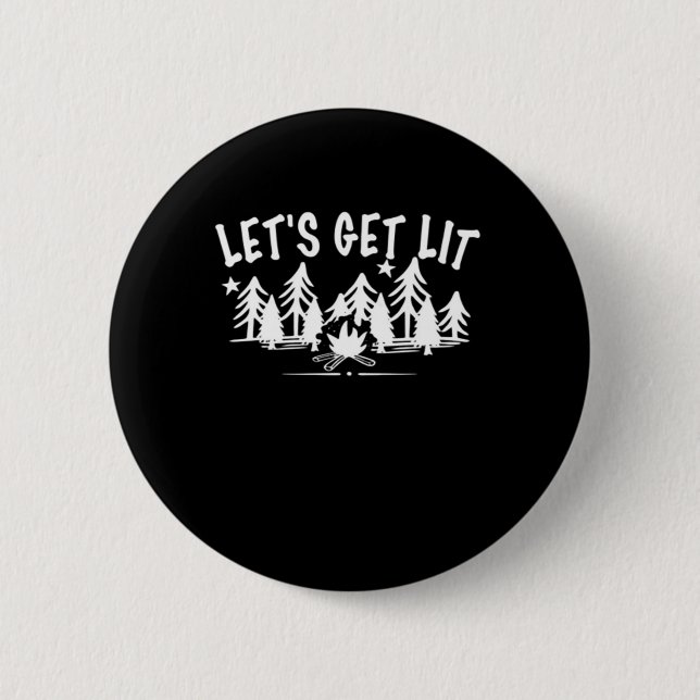 Badge Rond 5 Cm Lit - Citation de camping - Texte blanc classique (Devant)
