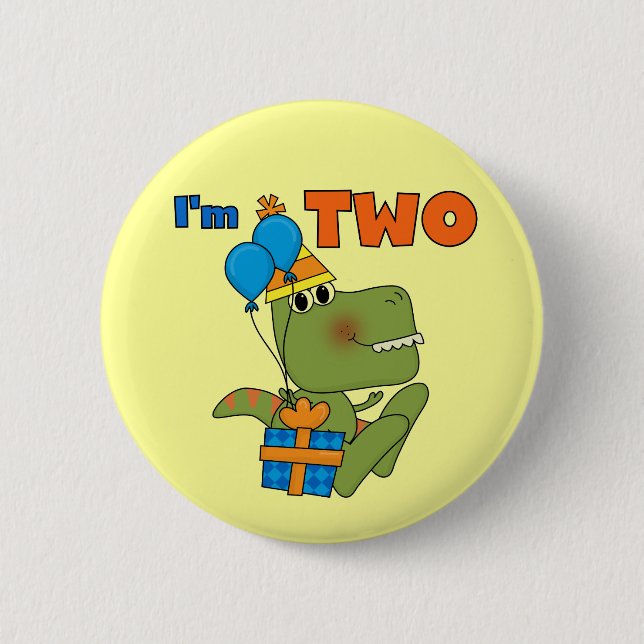 Badge Rond 5 Cm Little Dino 2e Anniversaire Tshirts et cadeaux (Devant)