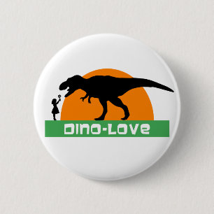 Badge Rond 5 Cm Little girl and dinosaur