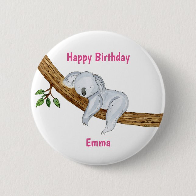 Badge Rond 5 Cm Little Koala Joyeux anniversaire (Devant)