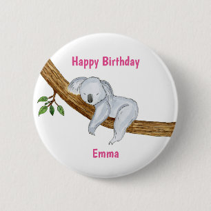 Badge Rond 5 Cm Little Koala Joyeux anniversaire