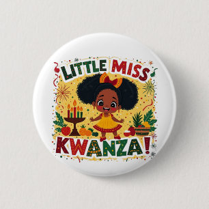 Badge Rond 5 Cm Little Miss Kwanza Afro American Kwanaz héritage