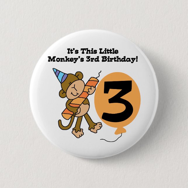 Badge Rond 5 Cm Little Monkey 3e Anniversaire Tshirts et cadeaux (Devant)