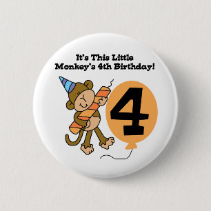 Badge Rond 5 Cm Little Monkey 4th Birthday Tshirts et cadeaux