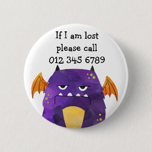 Badge Rond 5 Cm Little Monster, contact d'urgence