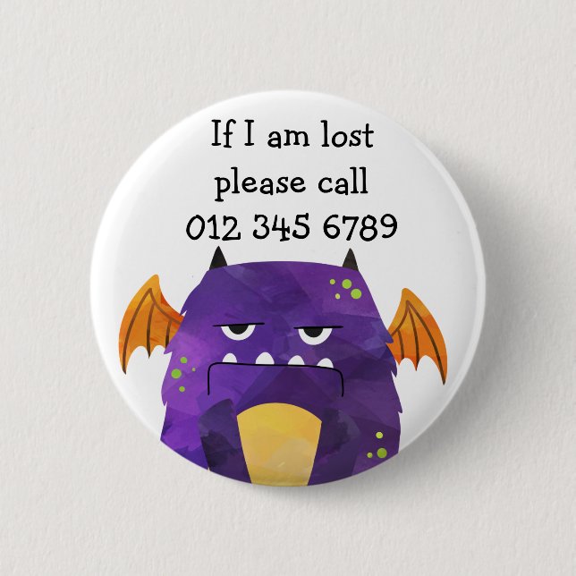 Badge Rond 5 Cm Little Monster, contact d'urgence (Devant)