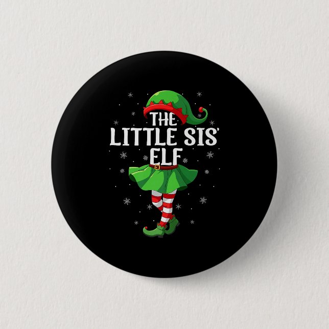 Badge Rond 5 Cm Little Sis Elf Christmas Girls Women Elf Squad Xma (Devant)
