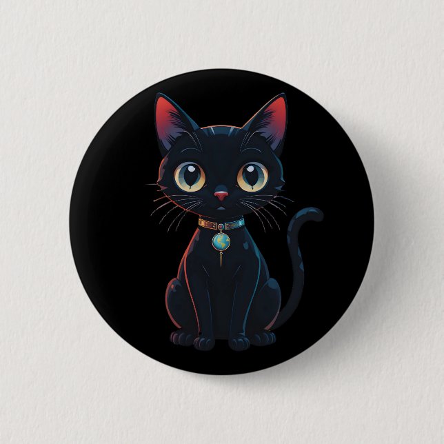 Badge Rond 5 Cm Little Spooky Black Cat (Devant)