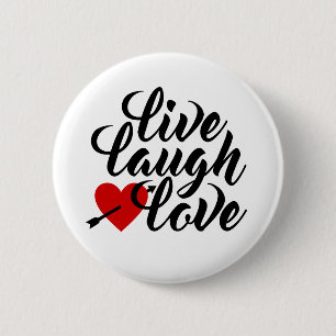 Badge Rond 5 Cm Live Lauder Love Valentine Calligraphy   Bouton d'