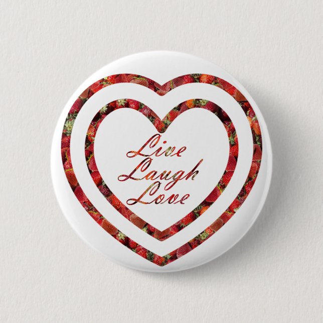 Badge Rond 5 Cm Live Laugh Love in Hearts (Devant)
