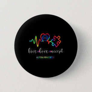 Badge Rond 5 Cm Live Love Accepter Sensibilisation sur l'autisme 1