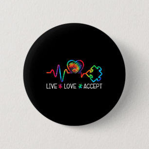 Badge Rond 5 Cm Live Love Accepter Sensibilisation sur l'autisme C