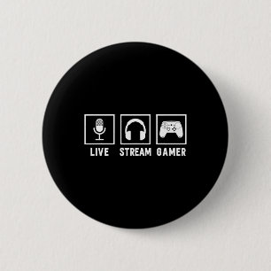Badge Rond 5 Cm Live Stream Gamer Jeu vidéo Jeu en ligne Live Stre