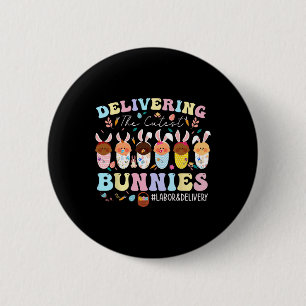 Badge Rond 5 Cm Livraison des plus mignons lapins de Pâques travai