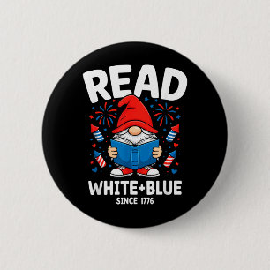Badge Rond 5 Cm Livre de feux d'artifice Gnome Patriotique Lit Bla