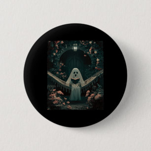 Badge Rond 5 Cm Livre De Lecture De Fantôme Dans Un Halloween Hamm