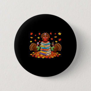 Badge Rond 5 Cm Livre de lecture drôle de dinde automne Action de 