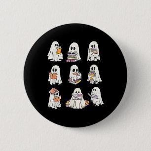 Badge Rond 5 Cm Livre de lecture fantôme drôle Boo Halloween Saiso