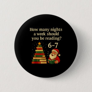 Badge Rond 5 Cm Livre drôle de Noël arbre de lecture – Lecture 6 7