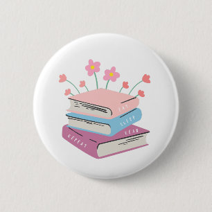 Badge Rond 5 Cm Livre Manger Sleep Lire