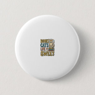 Badge Rond 5 Cm Livres Chats La Vie Est Douce Design Pour Lecteur