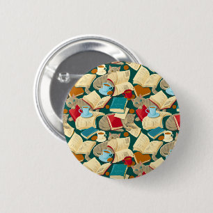 Badge Rond 5 Cm Livres et chats