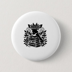 Badge Rond 5 Cm Livres Giraffe Bookworm Bibliothèque Lecture du li