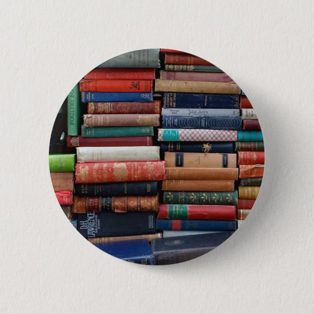 Badge Rond 5 Cm Livres Lire l'amour vieux livres (Devant)