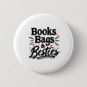 Badge Rond 5 Cm Livres Sacs & amp; Besoins Tenue À L'École Amusant