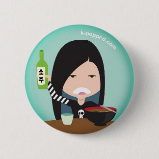 Badge Rond 5 Cm Liz et une bouteille de soju