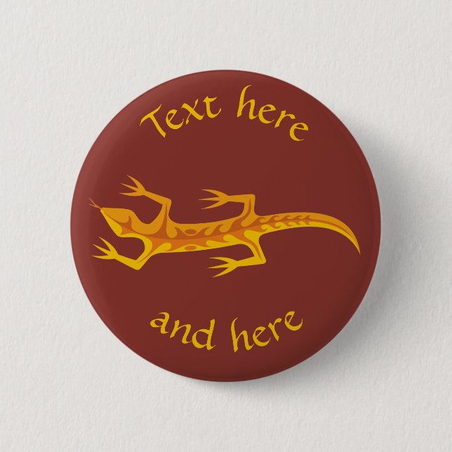Badge Rond 5 Cm Lizard tribal Orange (Devant)