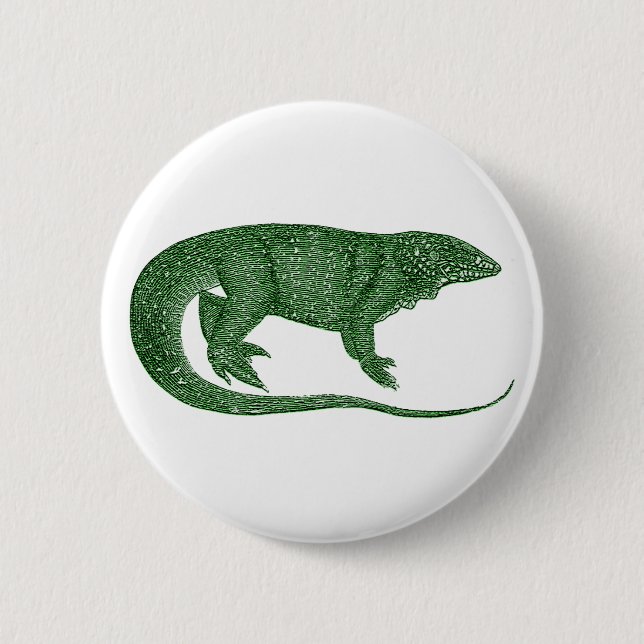 Badge Rond 5 Cm Lizard vert vintage (Devant)