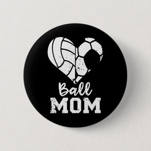 Badge Rond 5 Cm Ll Maman Cœur Drôle Soccer Volleyll Maman