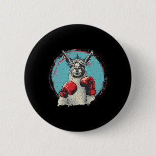 Badge Rond 5 Cm Llama de boxe avec gants de boxe Kickboxing Drôle