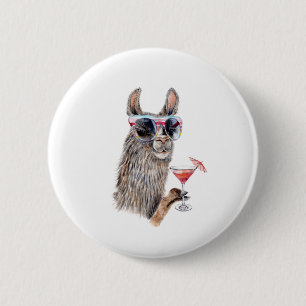 Badge Rond 5 Cm Llama de vacances