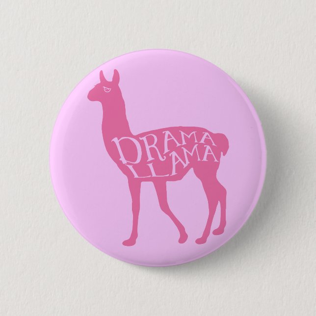 Badge Rond 5 Cm Llama Drama Rose (Devant)