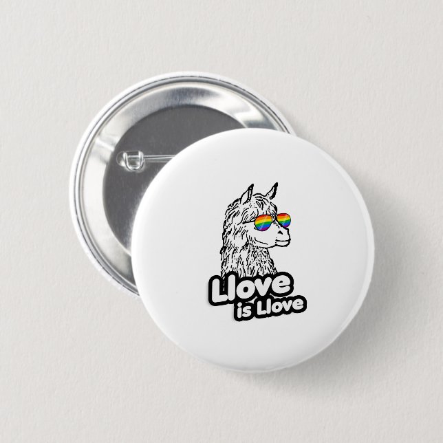 Badge Rond 5 Cm Llama : Llove est Llove (Devant & derrière)