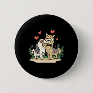 Badge Rond 5 Cm Llama Mariée Et Mariage Groom Art Matching Couple