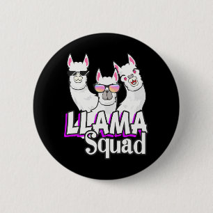 Badge Rond 5 Cm Llama Squad 80s Llama Amoureux des animaux Cute