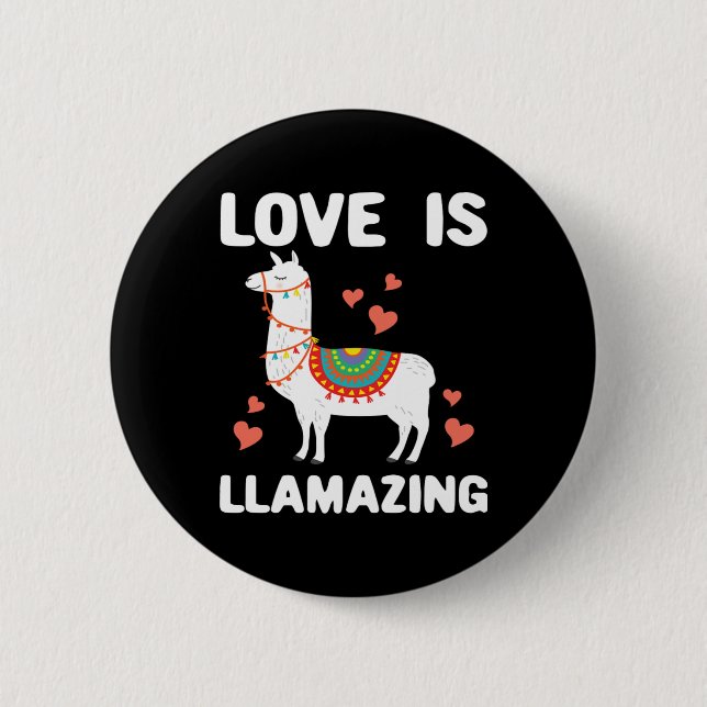 Badge Rond 5 Cm Llama Valentine Cadeau pour lui Son Amour est flam (Devant)