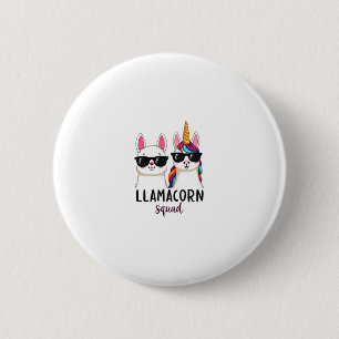 Badge Rond 5 Cm Llamacorn Squad Drôle de Licorne Llama Squad Noël